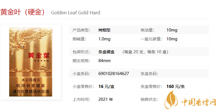 黃金葉（硬金）多少錢一包 黃金葉（硬金）價(jià)格參數(shù)一覽。